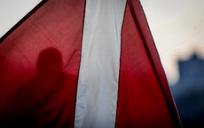 A silhouette of a Galway fan in a flag 15/3/2024