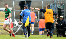 Cillian O'Connor has words with manager John Evans during the second half 8/6/2014