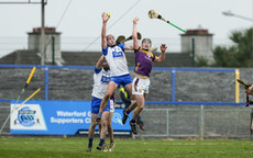 Calum Lyons competes in the air for the ball 10/3/2024