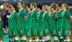 The Ireland team stand for The National Anthem 21/9/2015