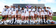 England team celebrate with their medals on the podium     27/4/2024 