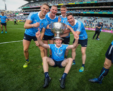 Paul Mannion, Ciaran Kilkenny, John Small, Paddy Andrews and Brian Fenton celebrate with The Sam Maguire 16/9/2017