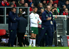 Roy Keane and manager Martin O'Neill with Conor Hourihane 11/11/2017 