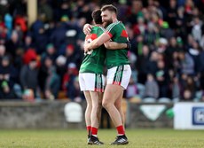 Aidan O’Shea celebrates after the game with Kevin McLoughlin 25/3/2018