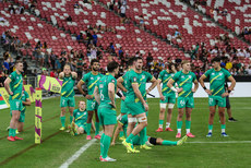 The Ireland team look dejected after losing their match 4/5/2024