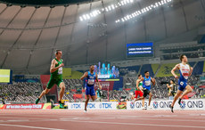 Thomas Barr on the way to finishing second to qualify behind Karsten Warholm 27/9/2019