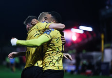 Jake Mulraney celebrates after scoring his side's second goal of the match with Tom Grivosti 14/10/2024