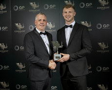 Try of the Year winner Niall Murray presented by Alan O’Grady at the awards night 20/5/2023 
