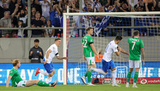 Anastasios Bakasetas celebrates scoring his sides first goal 13/10/2024