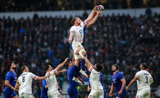 Ollie Chessum and Thibaud Flament in a line-out 11/3/2023