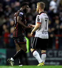 James Akintunde shakes hands with Daryl Horgan after the game 26/7/2024