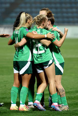 Casey Howe celebrates as her cross goes into the Croatian net to equalise in injury time 25/10/2024