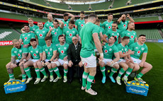 Robbie Henshaw takes his seat before the team photo 10/2/2024