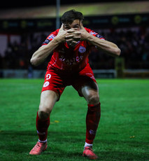 Sean Boyd celebrates scoring his side’s second goal from a penalty 18/10/2024