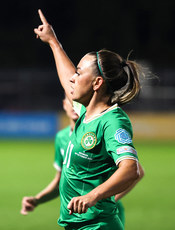 Katie McCabe celebrates scoring her side’s first goal from a penalty 25/10/2024