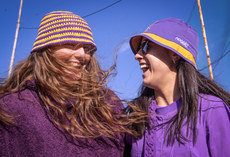 Ciara Regan and Molly Lamb brave the windy conditions ahead of the game 20/10/2024 