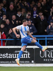 Coleraine Matthew Shevlin celebrates scoring his first goal 26/10/2024