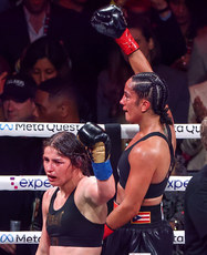 Katie Taylor and Amanda Serrano celebrate after the fight 15/11/2024