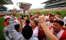 Tyrone celebrate with the trophy 11/9/2021