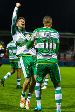 Dylan Watts and Graham Burke celebrate winning after the game 18/10/2024