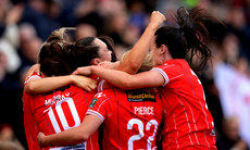 Jess Gargan celebrates scoring her side’s third goal with her teammates 20/10/2024 