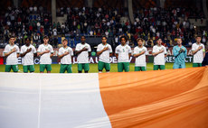 The Ireland team stand for the national anthem 23/5/2023 