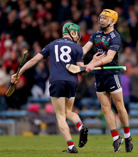 Eoin Connell celebrates with goalscoer Paul McCahey 13/10/2024