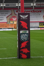 A view of BKT United Rugby Championship branding at Parc y Scarlets before the game 18/10/2024