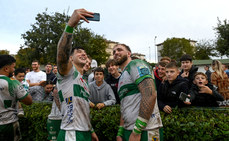 Tommaso Menoncello and Niccolò Cannone celebrate with fans after the game 12/10/2024