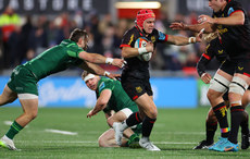 Michael Lowry with Connacht's Caolin Blade and Cathal Forde 12/10/2024