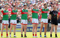 Mayo players line up during the national anthem 4/6/2022
