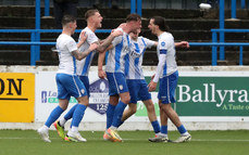 Coleraine Matthew Shevlin celebrates scoring the winning goal 26/10/2024