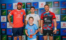 Ruan Nortje, Ben Whitehouse and Kyle Steyn during the coin toss 11/5/2024