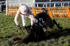 Ruby Walsh falls off Benie Des Dieux during the OLBG Mares' Hurdle 12/3/2019