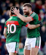 Aidan O’Shea celebrates after the game with Kevin McLoughlin 25/3/2018
