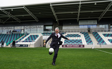 Jarlath Burns kicks a ball on the new field 27/10/2024