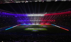 A General view of the Stade de France as both sides line up for the national anthems ahead of the match 16/11/2024