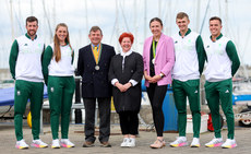David Wilkins and Annalise Murphy with Cliona Foley ASJI and 2024 Olympians Sean Waddilove and Robert Dickson, Finn Lynch and Eve McMahon 18/6/2024