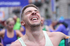 Darren McGrath reacts after completing the marathon 27/10/2024