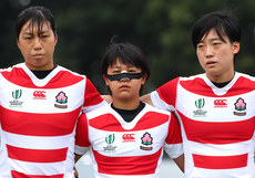 Moe Tsukui (centre) during the anthems 22/8/2017