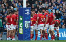 The Munster team huddle 12/10/2024