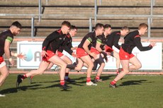Tyrone players during the warm-up 19/3/2022