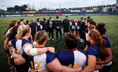 A view of the Wolfhounds’ team huddle after the game 3/2/2024