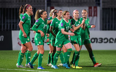 Aoife Mannion celebrates scoring their sixth goal with teammates 25/10/2024