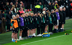 The Ireland backroom team stand for the National Anthems 8/11/2024