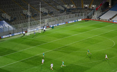 A view of action during the game with new pitch markings 18/10/2024