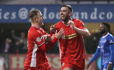 Joe Gormley celebrates scoring a hat trick of goals 9/11/2024