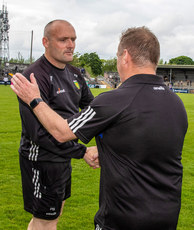 Paddy Bradley and Colm Collins shake hands after the game 20/5/2023