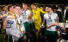 Cork City celebrate winning the SSE Airtricity League First Division 18/10/2024