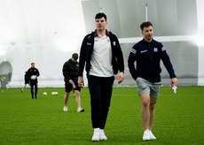 Galway players inspect the pitch before the game 14/1/2023 